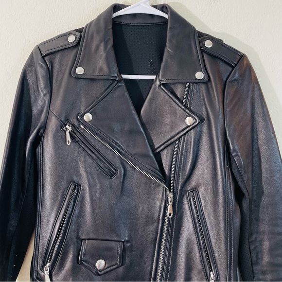 Rebecca Minkoff Perforated Lamb Skin Leather Moto Biker Jacket Size XS Pockets - Picture 7 of 11